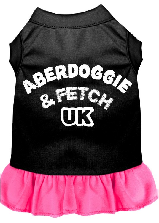 Aberdoggie UK Screen Print Dress Black with Bright Pink XXXL